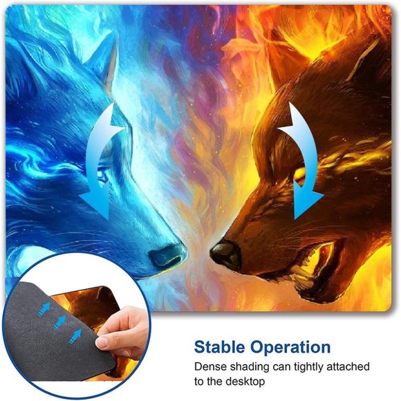 Ice and Fire Wolf Head Galaxy Mouse Pad,Gaming Non-Slip Rubber Base Mouse Pads f - Picture 6 of 6
